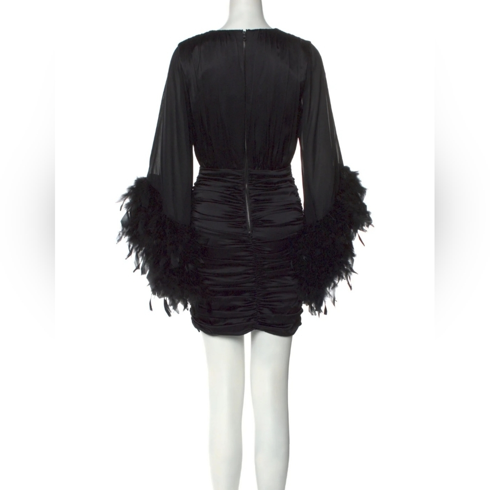 ALICE + OLIVIA JOETTE FEATHER TRIM SLEEVE MINI DRESS SIZE 2 NWT $895 - Picture 12 of 16